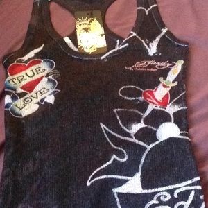 New Ed Hardy mesh razorback tank NWT